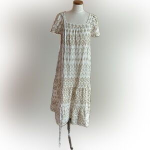 Gauze Cream and Tan Maxi Dress